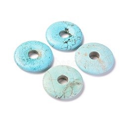Natural Howlite Pendants, Dyed, Donut/Pi Disc, Sky Blue, Donut Width: 15mm, 40x8mm, Hole: 10mm(TURQ-L031-017B)