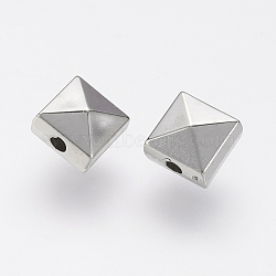 CCB Plastic Beads, Faceted, Square, Platinum, 7x7x4mm, Hole: 1.5mm(CCB-J035-085P)