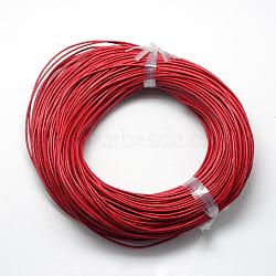Spray Painted Cowhide Leather Cords, Red, 1.5mm, about 100yards/bundle(300 feet/bundle)(WL-R001-1.5mm-15)