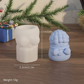 Christmas Snowman DIY Food Grade Silicone Statue Candle Molds, Aromatherapy Candle Moulds, Portrait Sculpture Scented Candle Making Molds, White, 7x5.3cm