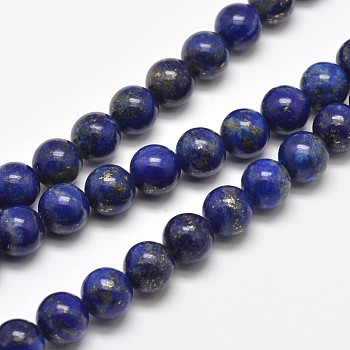 Natural Lapis Lazuli Round Bead Strands, 10mm, Hole: 1mm, about 38pcs/strand, 15.5 inch
