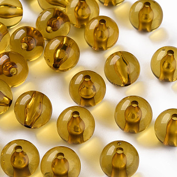 Transparent Acrylic Beads, Round, Goldenrod, 16x15mm, Hole: 2.8mm, about 220pcs/500g