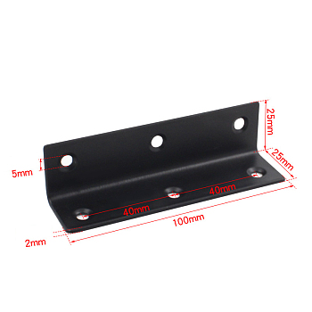 201 Stainless Steel L Shape Right Angle Bracket, Rectangle, Electrophoresis Black, 25x100x25mm, Hole: 5mm