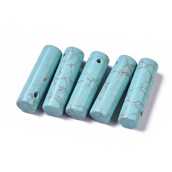 Synthetic Turquoise Pendants, Column, 34~36x10~10.5mm, Hole: 2mm