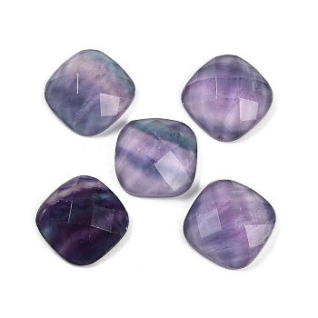 Natural Colorful Fluorite Cabochons, Square, Faceted, 15x15x5.5mm