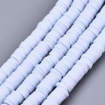 Handmade Polymer Clay Beads Strands, for DIY Jewelry Crafts Supplies, Heishi Beads, Disc/Flat Round, Light Steel Blue, 6x0.5~1mm, Hole: 1.8mm, about 290~320pcs/strand, 15.75 inch~16.14 inch(40~41cm)
