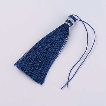 Nylon Thread Tassel Big Pendant Decorations, Prussian Blue, 100x10mm