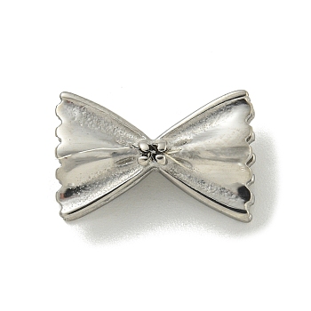 Non-Tarnish 304 Stainless Steel Slide Charms, Bowknot, Stainless Steel Color, 10x15x6mm, Hole: 6.5x2mm