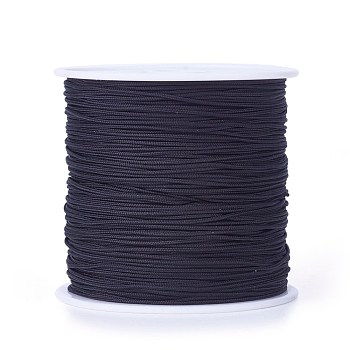 Braided Nylon Thread, Chinese Knotting Cord Beading Cord for Beading Jewelry Making, Black, 0.8mm, about 100yards/roll