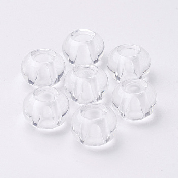 Glass European Beads, Large Hole Beads, Rondelle, Clear, 15x10mm, Hole: 5mm