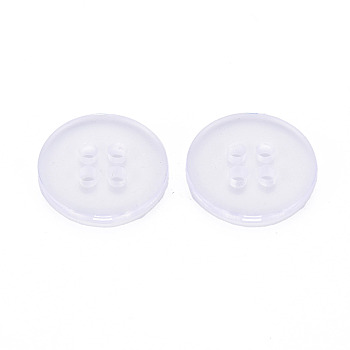 4-Hole Resin Buttons, Flat Round, Clear, 15x2mm, Hole: 2mm