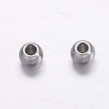 201 Stainless Steel Spacer Beads, Round, Stainless Steel Color, 3mm, Hole: 1.8mm