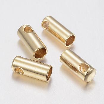 201 Stainless Steel Cord Ends, Golden, 7.5x2.8mm, Hole: 1.5mm, Inner Diameter: 2mm