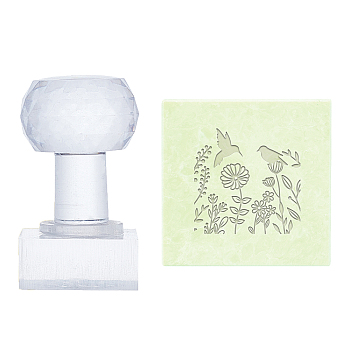 Plastic Stamps, DIY Soap Molds Supplies, Square, Flower Pattern, 31x26mm
