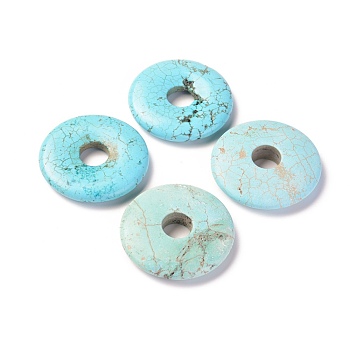 Natural Howlite Pendants, Dyed, Donut/Pi Disc, Sky Blue, Donut Width: 15mm, 40x8mm, Hole: 10mm