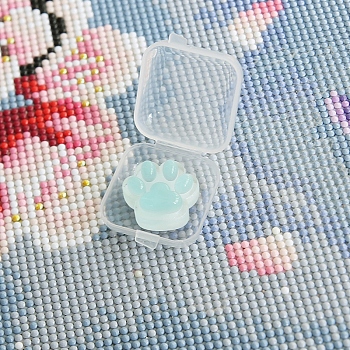 Paw Print Luminous Silicone Diamond Painting Magnet Cover Minders, Glue in the Dark Positioning Tool, for DIY Diamond Painting Colored Art, Cyan, 30x30x18mm