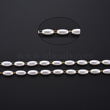 304 chaînes en acier inoxydable et en plastique ABS imitation perles(CHS-S008-014A-G)-4
