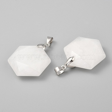 Faceted Natural White Jade Pendants(G-F340-03O)-2