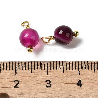 Dyed Natural Agate Round Charms with Real 18K Gold Plated Brass Loops(KK-P242-09A-G02)-3