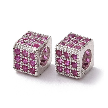 Hot Pink Square Cubic Zirconia Beads