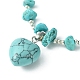 Synthetic Turquoise Heart Charm Bracelet with Chips Beaded Chains(BJEW-TA00295-03)-2