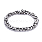 Tarnish Resistant Men's 304 Stainless Steel Cuban Link Chain Bracelets, Stainless Steel Color, 9 inch(23cm)(BJEW-P263-B01-P)