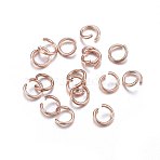 304 Stainless Steel Open Jump Rings, Round, Rose Gold, 21 Gauge, 5x0.7mm(X-STAS-O107-06RG-G)