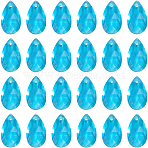 40Pcs Faceted Teardrop Glass Pendants, Deep Sky Blue, 22x13x7mm, Hole: 1mm(GLAA-SP0001-11D)