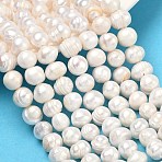 Natural Cultured Freshwater Pearl Beads Strands, Potato,  Grade AB, Snow, 9~10mm, Hole: 0.6mm, about 40~41pcs/strand, 13.39~14.02''(34~35.6cm)(PEAR-L034-12G)