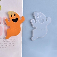 Halloween DIY Ghost Pendant Silicone Molds, Resin Casting Molds, For UV Resin, Epoxy Resin Jewelry Making, White, 80x57x11mm, Hole: 3mm, Inner Size: 76x51mm(DIY-P006-44)