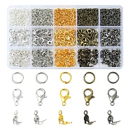 DIY Jewelry Making Finding Kit, Inlcluding Zinc Alloy Lobster Claw Clasps, Iron Open Jump Rings & Bead Tips, Mixed Color, 1675Pcs/box(DIY-FS0004-85)