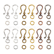 Tibetan Style Alloy S Hook Clasps, Mixed Color, 38x16mm, Hole: 5mm, 6 colors, 8sets/color, 48sets/box(TIBE-CA0001-02)