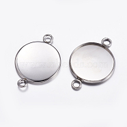 304 Stainless Steel Cabochon Connector Settings, Plain Edge Bezel Cups, Flat Round, Stainless Steel Color, Tray: 20mm, 29x22x2mm, Hole: 2.5mm(X-STAS-P161-29-20mm)