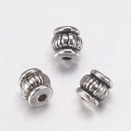 Tibetan Style Alloy Beads, Cadmium Free & Nickel Free & Lead Free, Barrel, Antique Silver, 5x5x5mm, Hole: 1.5mm(TIBEB-Q043-AS-FF)