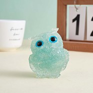 Crystal Owl Figurine Collectible, Crystal Owl Glass Figurine, Crystal Owl Figurine Ornament, for Home Office Decor Gifts Owl Lovers, Aquamarine, 60x51x43mm(JX545F)