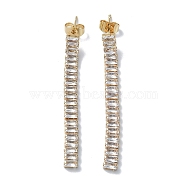 Brass Micro Pave Cubic Zirconia Dangle Stud Earrings, Tassel Earrings, Long-Lasting Plated, Golden, 52x4.5mm(EJEW-D098-21G)