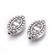 Tibetan Style Alloy Oval Beads, Cadmium Free & Lead Free, Antique Silver, 19.5x13x4mm, Hole: 1mm(TIBEB-2223-AS-LF)