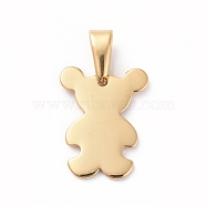 304 Stainless Steel Pendants, Stamping Blank Tag, Bear, Golden, 15x12x1mm, Hole: 6x3mm(STAS-I127-023G)