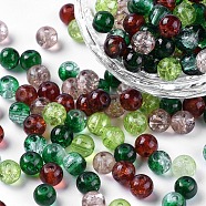Baking Painted Crackle Glass Beads, Choc-Mint Mix, Round, Mixed Color, 6~6.5x5.5~6mm, Hole: 1mm, about 200pcs/bag(DGLA-X0006-6mm-10)