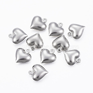 304 Stainless Steel Charms, Hollow Heart, Stainless Steel Color, 13x11.5x4.8mm, Hole: 1.2mm(STAS-H413-16P)