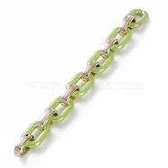 Handmade Opaque Acrylic Cable Chains, with CCB Plastic Quick Link Connectors, Green Yellow, 31.5x19.5x5.5mm, 24.5x15.5x6.5mm, 39.37 inces(1m)/strand(AJEW-JB00890-03)