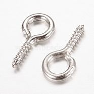 Iron Screw Eye Pin Peg Bails, For Half Drilled Beads, Platinum, 13x6.5x1.5mm, Hole: 4mm, Pin: 1.5mm(X-IFIN-R211-02P)