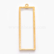 Brass Open Back Bezel Pendants, For DIY UV Resin, Epoxy Resin, Pressed Flower Jewelry, Rectangle, Raw(Unplated), 45.5x14.5x0.8mm, Hole: 1mm(KK-F763-05C)