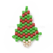 Handmade MIYUKI Japanese Seed Loom Pattern Seed Beads, Christmas Theme Pendants, Christmas Tree Pattern, 22x15.5x1.7mm(PALLOY-MZ00059-03)