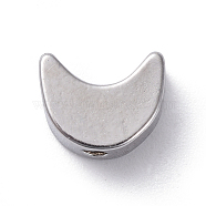 Brass Beads, Long-Lasting Plated, Moon, Real Platinum Plated, 5.4x6.9x3mm, Hole: 1mm(ZIRC-G160-01P)