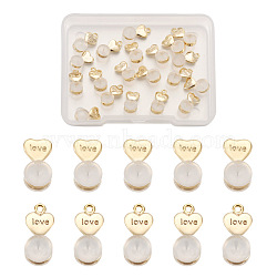 20Pcs 2 Styles Silicone Ear Nuts, Earring Backs, with Brass Findings, Heart, Golden, 11.2x6x5.5mm, 10pcs/style(FIND-TA0001-47A)