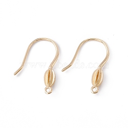 Rack Plating Brass Earring Hooks, with Horizontal Loops, Long-Lasting Plated, Cadmium Free & Lead Free, Golden, 20x15x3.5mm, Hole: 1mm, 20 Gauge, Pin: 0.8mm(KK-G433-16G)