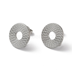304 Stainless Stud Earring Findings, with Vertical Loops, Donut, Stainless Steel Color, 14mm, Hole: 2.7mm, Pin: 0.5mm(STAS-M314-01H-P)
