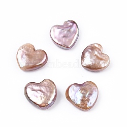 Natural Baroque Keshi Pearl Beads, Freshwater Pearl Beads, No Hole, Heart, Thistle, 11~13x10~11x3.5~5mm(PEAR-N020-P23)