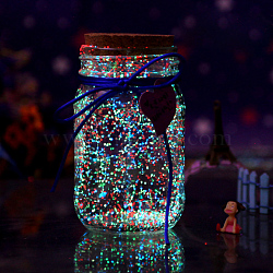 Luminous Glass Wishing Bottle, Glow in The Dark, Starry Sky Origami Star Jar Drifting Bottle for Home Bedroom Desktop Ornaments, Colorful, 75x125mm(PW-WG46101-07)